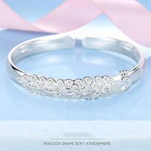 Load image into Gallery viewer, New 925 sterling silver elegant Peacock opening screen bracelet Bangles for women fashion party wedding Accessories jewelry gift
