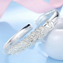 Load image into Gallery viewer, New 925 sterling silver elegant Peacock opening screen bracelet Bangles for women fashion party wedding Accessories jewelry gift
